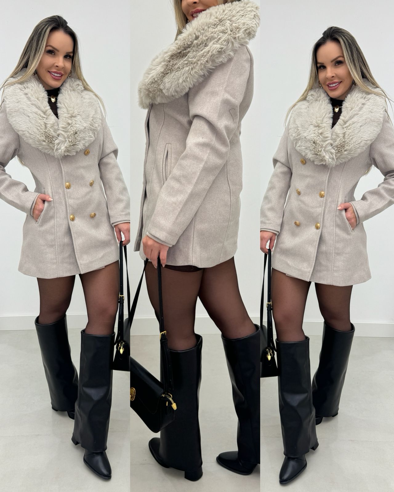 Casaco Lã Batida Anaju Areia 102781