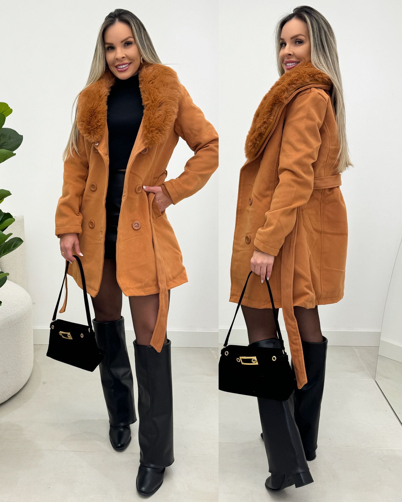 Casaco Lã Batida Kaelina Caramelo 102974