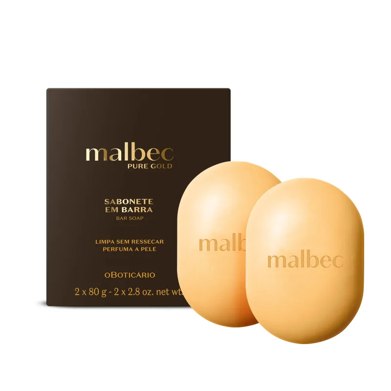 Combo Presente Dia dos Pais Malbec Pure Gold: Desodorante Colônia 100ml + Sabonete em Barra 2x80g + Caixa Presenteável