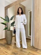 Conjunto Alfaiataria Kaiju Blusa e Calça Pantalona Branco