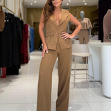 Conjunto Colete Blazer Calça Savira Marrom