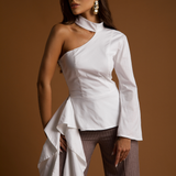 Blusa Assimétrica Babado Blenda Coco